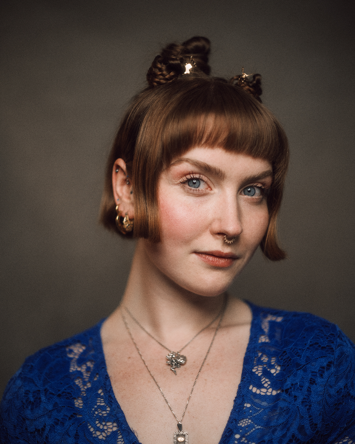Cinematic timeless actor headshot photographed in London home studio Dalston