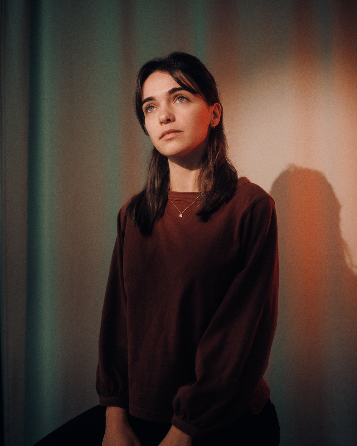 Cinematic timeless actor portrait photographed in London home studio Dalston