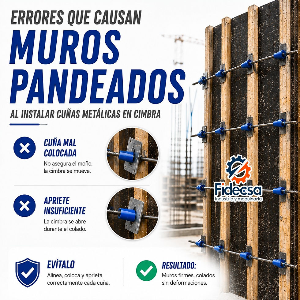 ¿Cuáles son los errores más comunes al instalar cuñas metálicas en cimbra y cómo evitar muros pandeados?