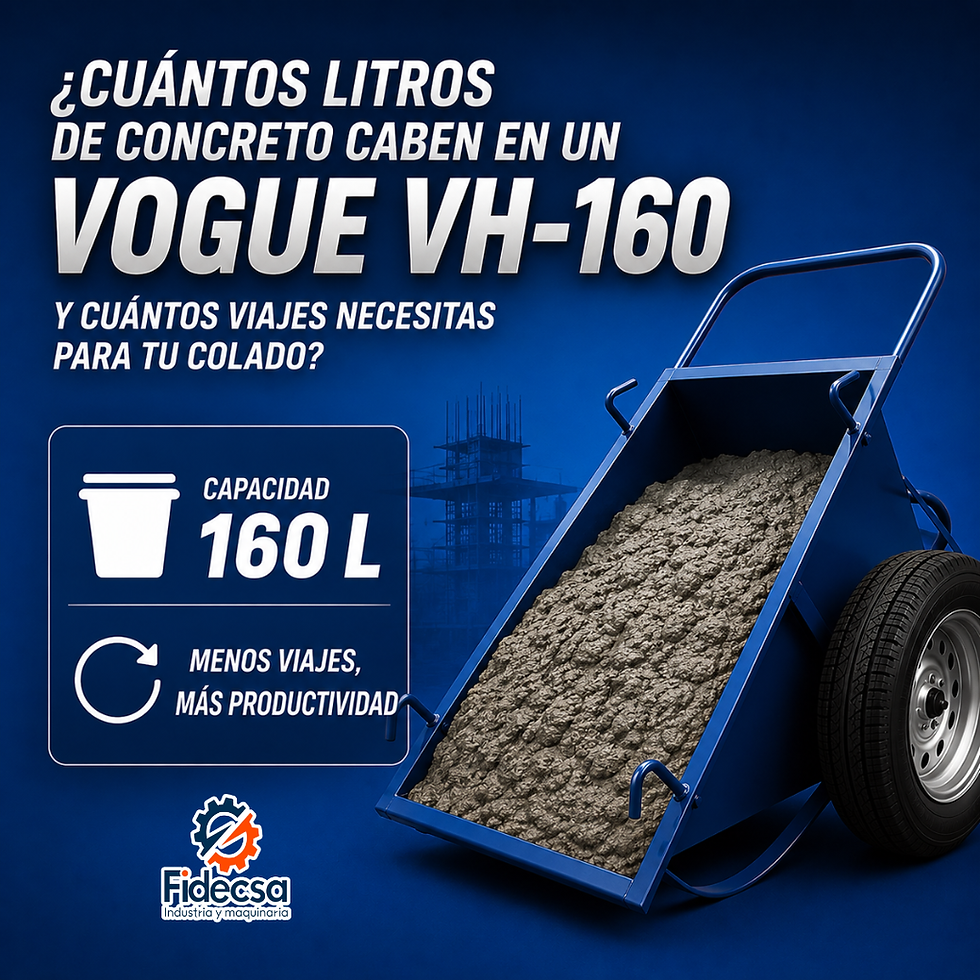 ¿Cuántos Litros de Concreto Caben en un Vogue VH-160 y Cuántos Viajes Necesitas Para Tu Colado?