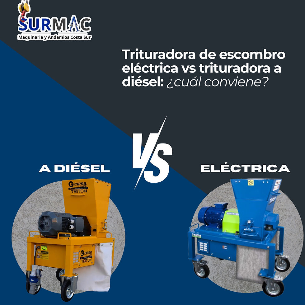 Trituradora de escombro eléctrica vs trituradora a diésel: ¿cuál conviene?