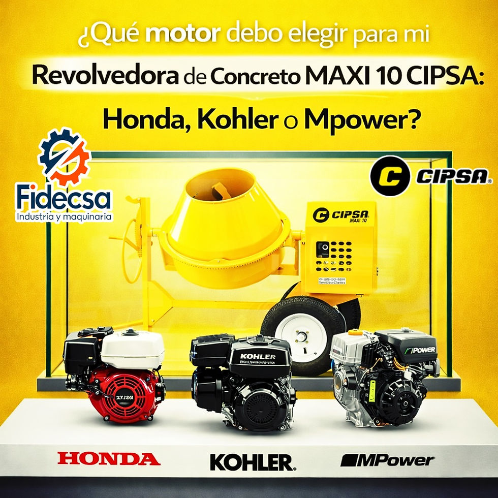 ¿Qué motor elegir para su Revolvedora de Concreto MAXI 10 CIPSA: Honda, Kohler o Mpower?