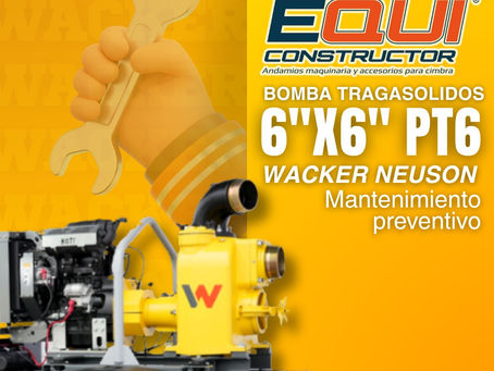 ¿Qué mantenimiento preventivo requiere la Bomba Tragasolidos 6"x6" PT6 WACKER NEUSON en trabajos con lodo o arena?