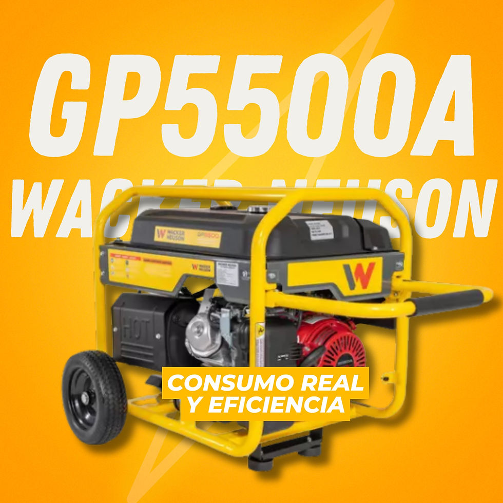 ¿Cuál es el consumo real y eficiencia del Generador GP5500A WACKER NEUSON en operación continua?