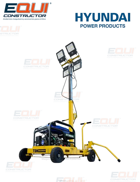 Venta de Torre de Luz TDK MACHINERY con Generador HYUNDAI HYE6000 y 4 Lamparas LED de 100W - TDKTL6000.