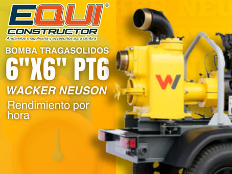 ¿Cuál es el rendimiento por hora de la Bomba Tragasolidos 6"x6" PT6 WACKER NEUSON en aplicaciones de desazolve?