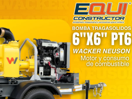 ¿Qué tipo de motor y consumo de combustible tiene la Bomba Tragasolidos 6"x6" PT6 WACKER NEUSON para jornadas largas?