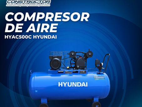 ¿Cuáles son las especificaciones técnicas y capacidades reales del Compresor de aire HYAC500C HYUNDAI para uso industrial?