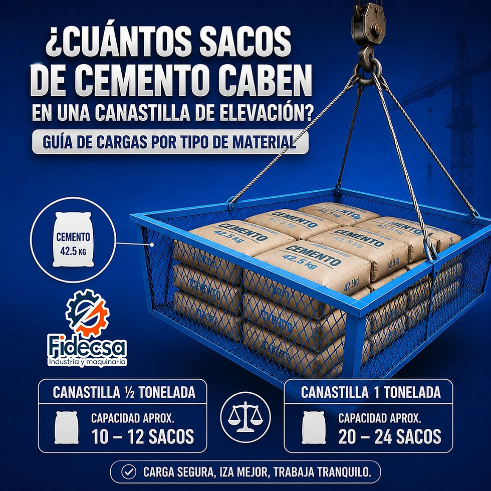 ¿Cuántos Sacos de Cemento Caben en una Canastilla de Elevación? Guía de Cargas Por Tipo de Material