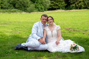 Bride groom seated summer wedding at Smisby Leicestershire