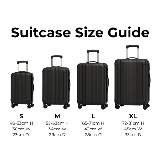 TasJas Suitcase Size Reference Guide - helps customers choose the correct cover size