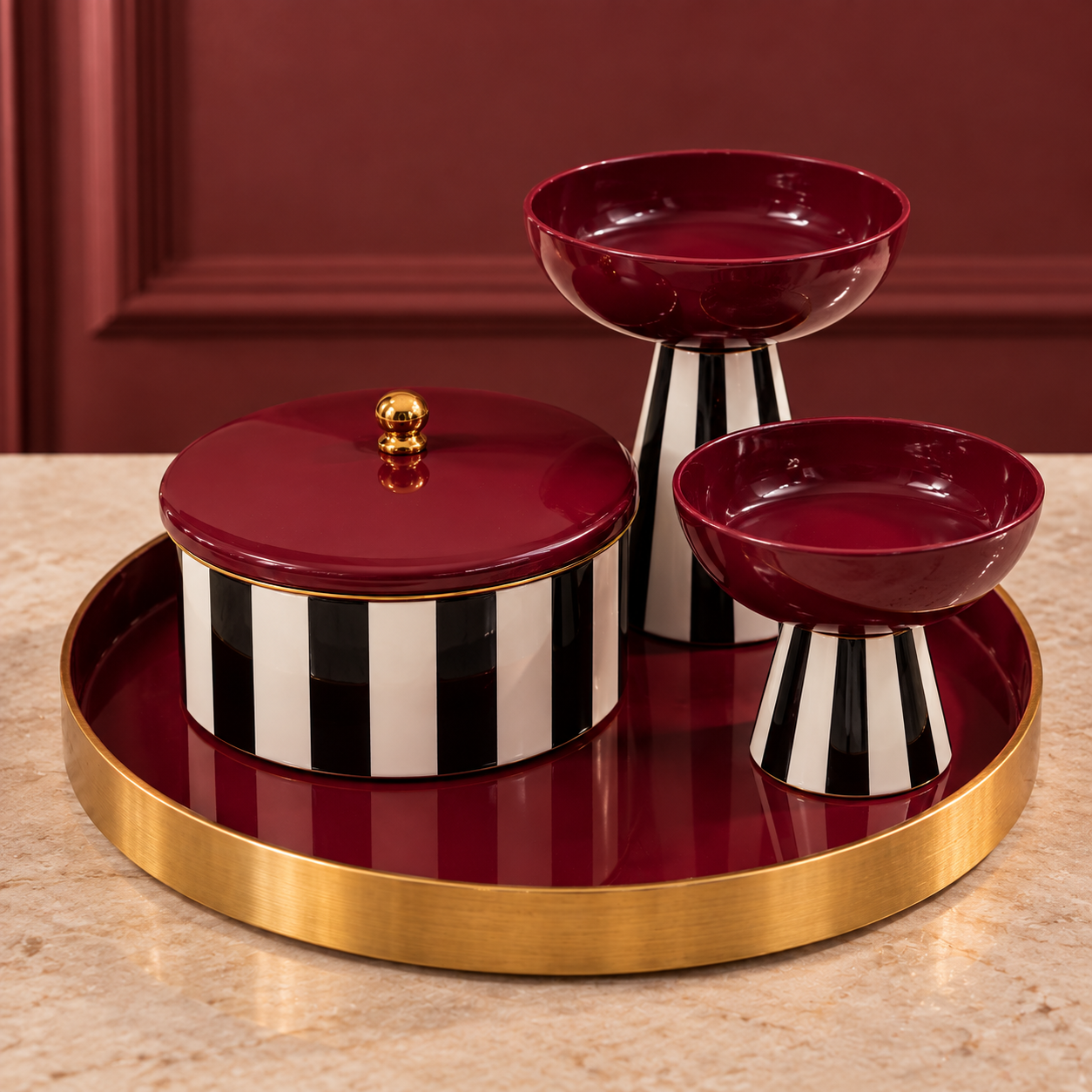 Burgundy Luxe Serving Set