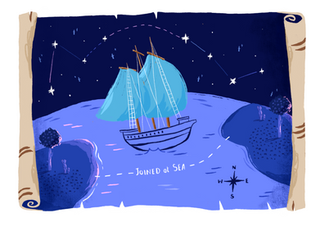 Leanne Coelho kids children's illustration picture books publishing illustrator ocean boat travel map 