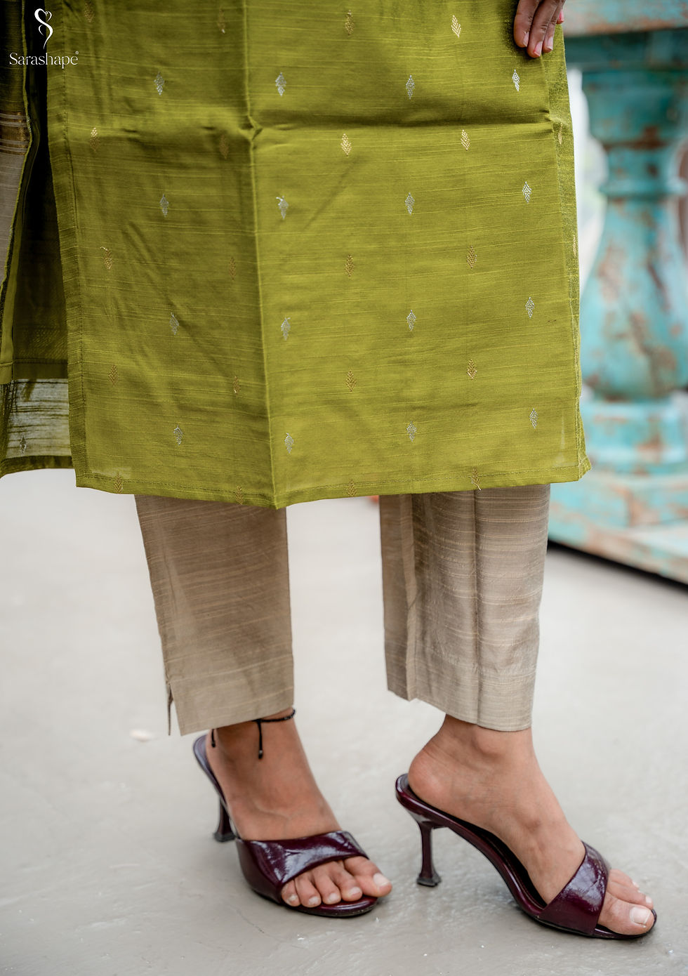 Thumbnail: Bairavi Raw silk Feeding Salwar Set ( Top and Duppata)