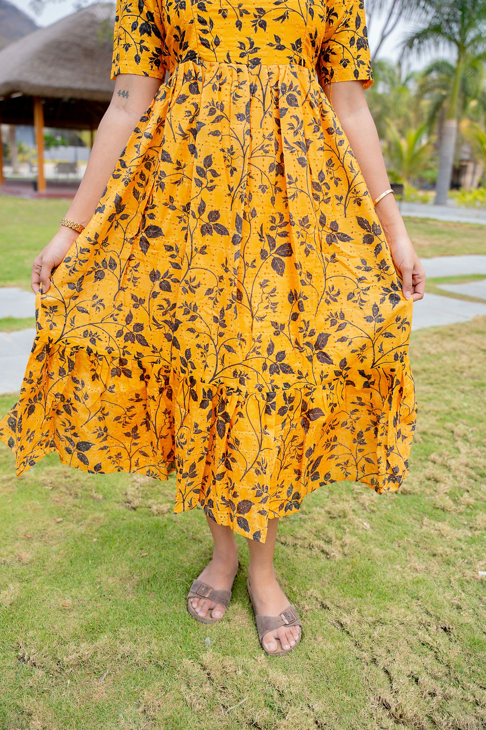 Thumbnail: Manjal feeding Hakoba dress With Feeding Zip