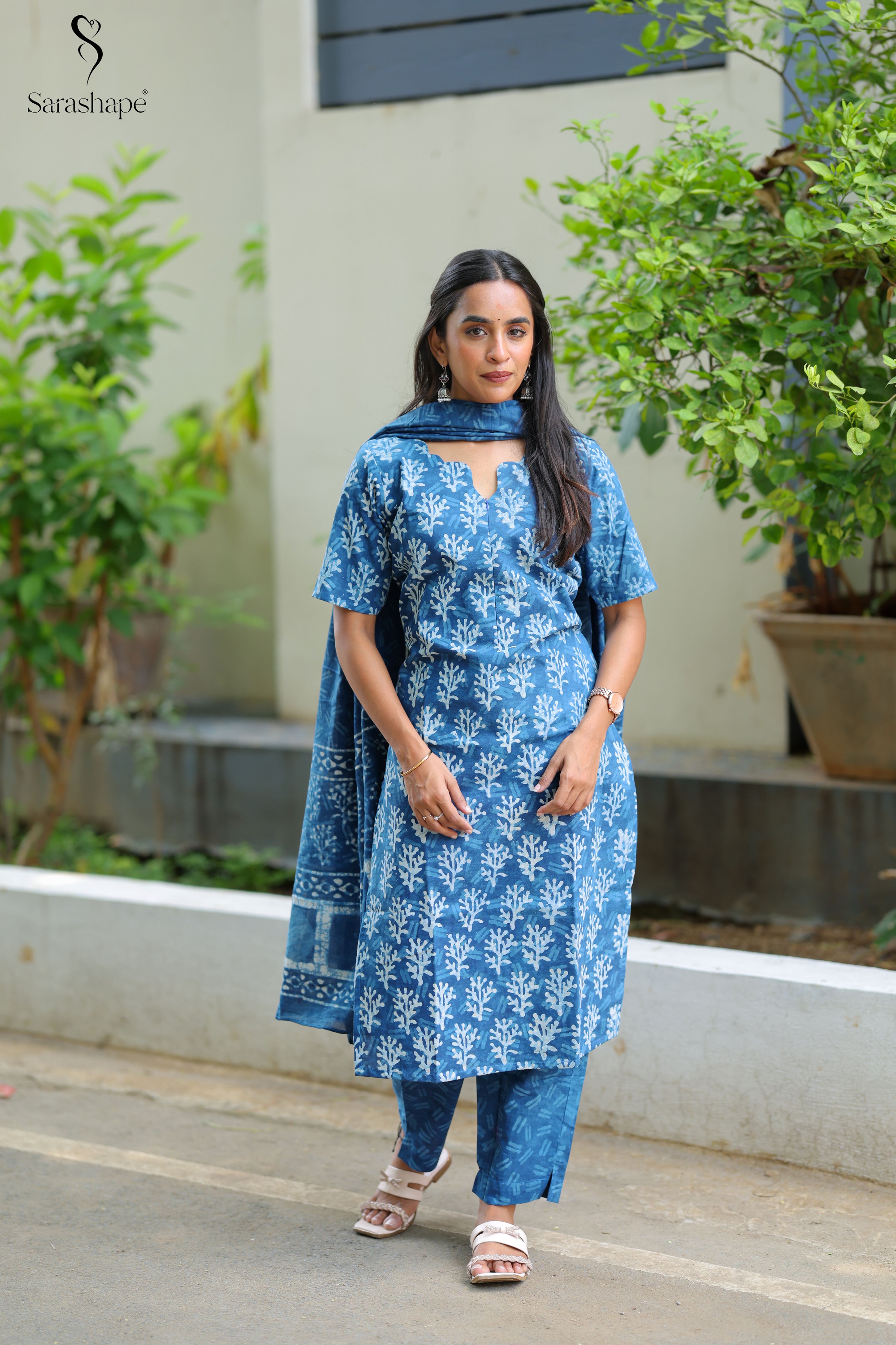 Viara Pure cotton Salwar (Kurti, Pant and Duppatta) with center zip