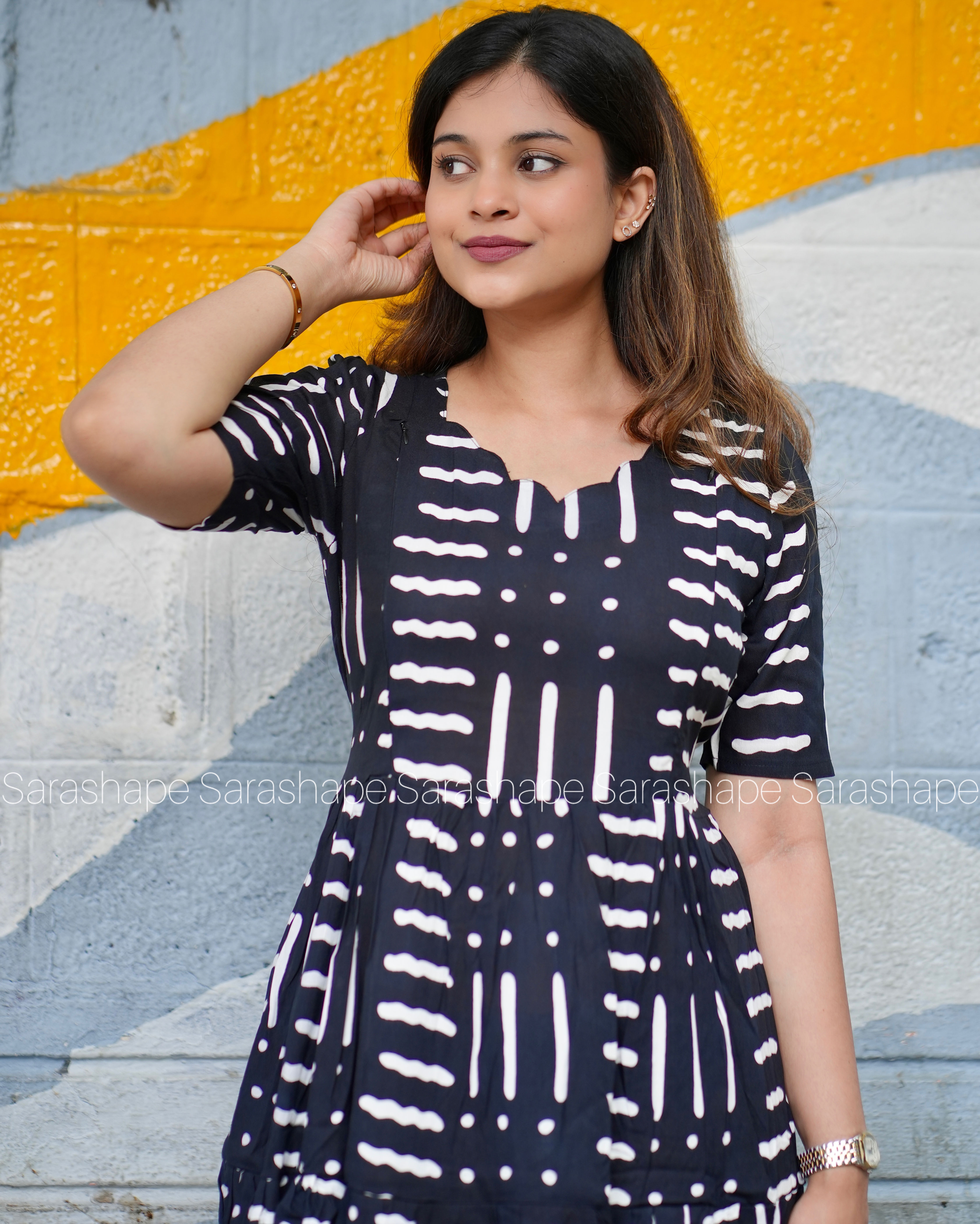 Ahalya feeding Premium cotton dress With Feeding Zips