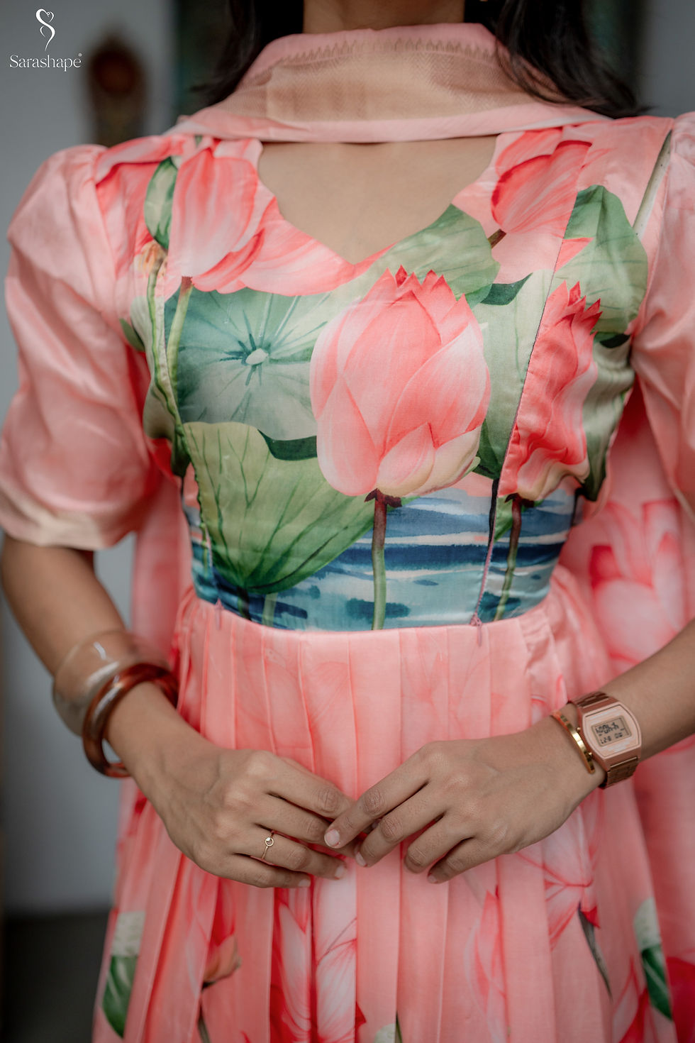 Thumbnail: Thilagam Assam Silk Feeding Anarkali Set (Top & Duppatta)