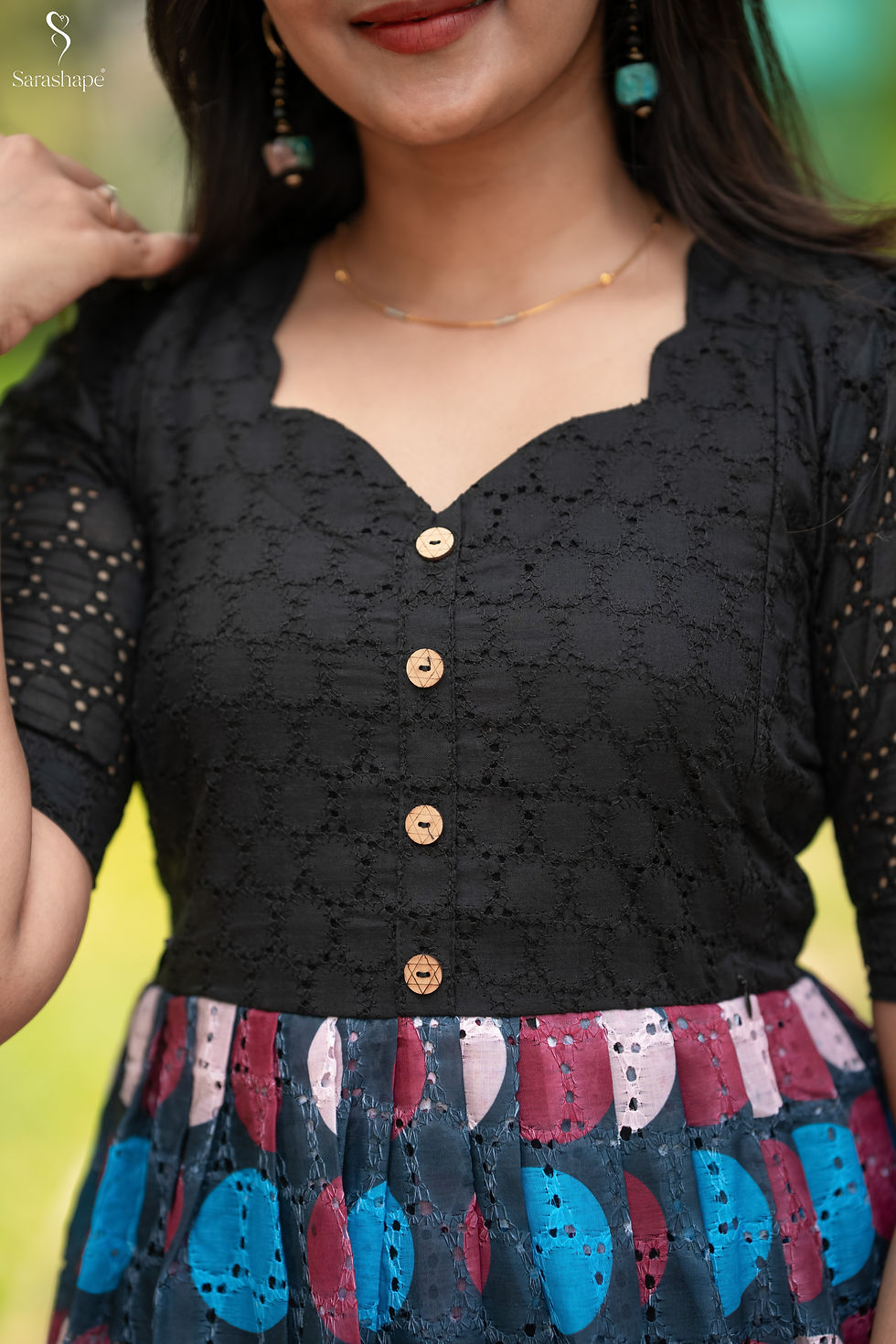 Thumbnail: Yazhini feeding Hakoba dress With Lining & Feeding Zip