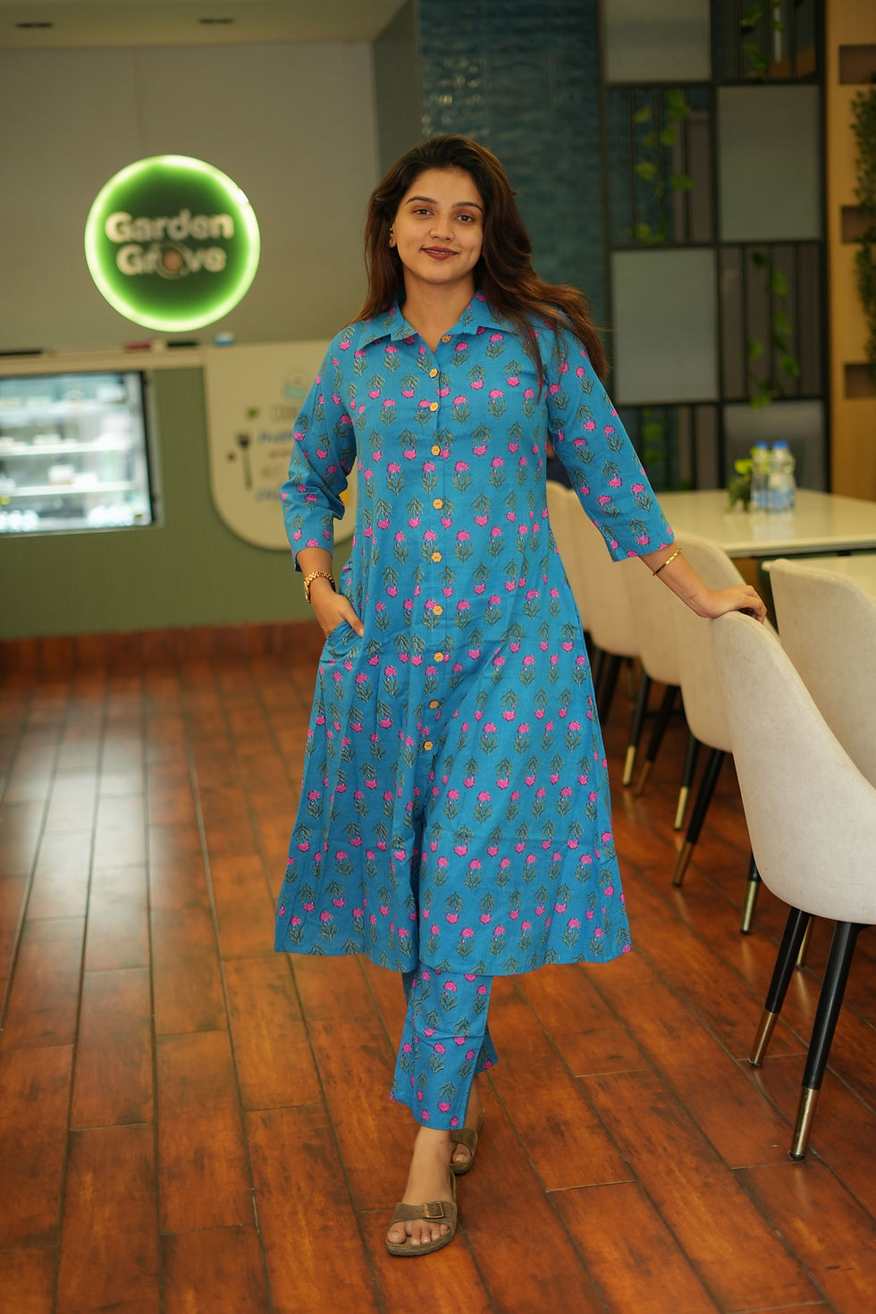 Thumbnail: MELAR Pure Cotton Cord Set ( Kurti and Pant) buttons Openable