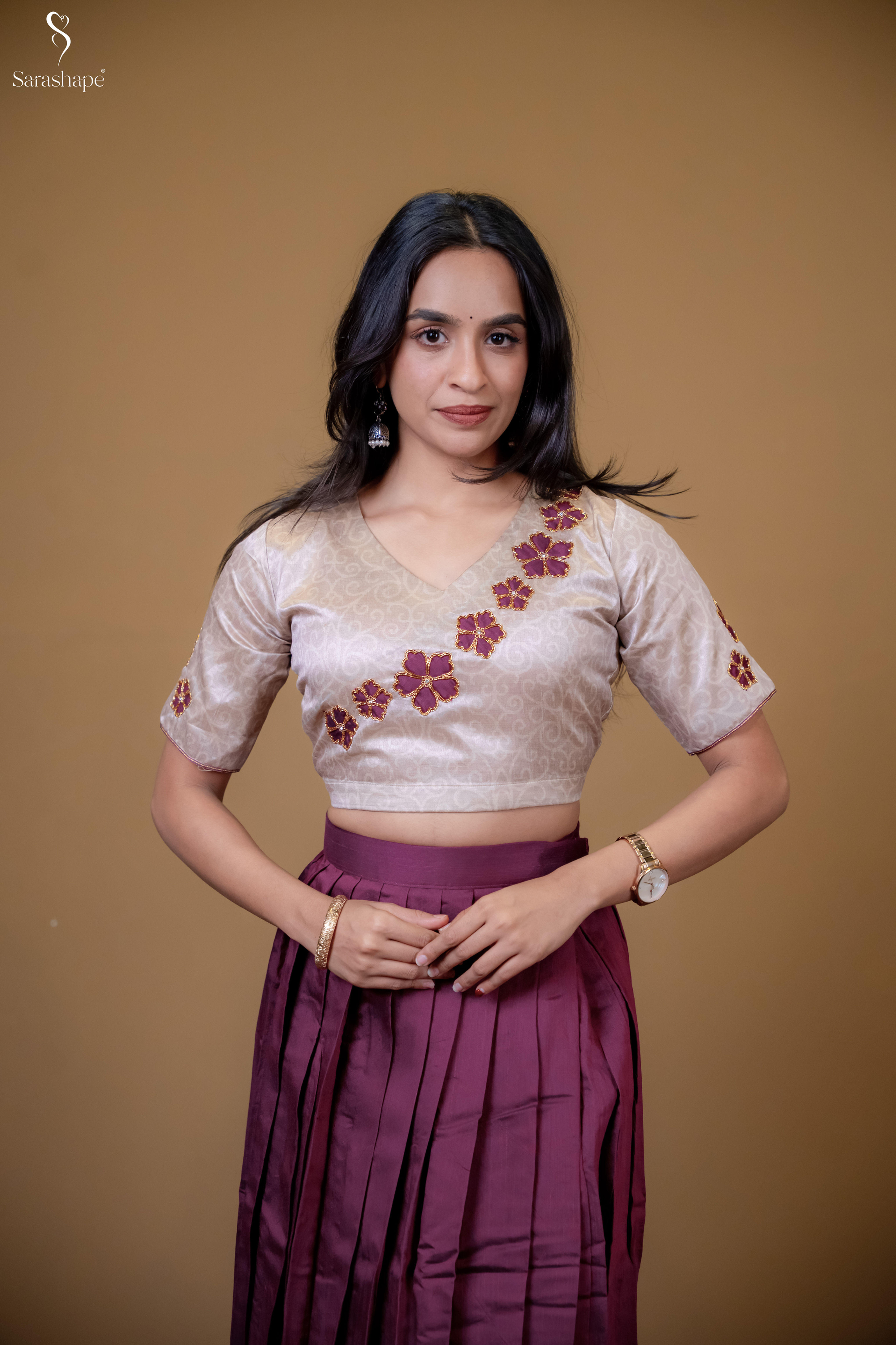 Ilavarasi Aari work TOP & SKIRT ( Non feeding )-Exclusive Festive Edition