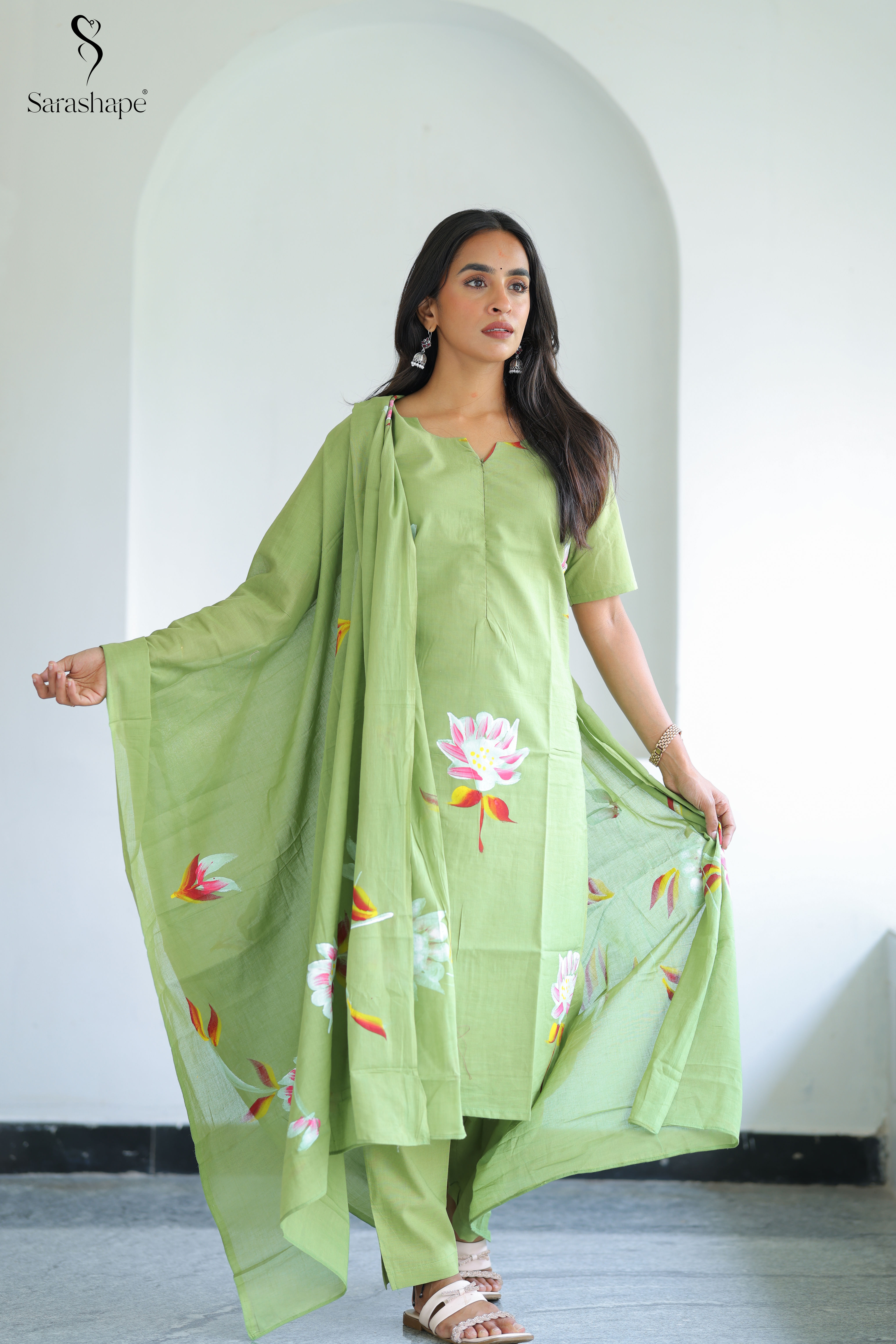 Amyra Pure cotton Salwar (Kurti, Pant and Duppatta) with center zip