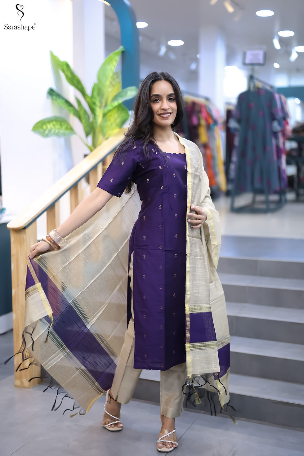 Thumbnail: Elina Raw silk Feeding Salwar Set ( Top and Duppata)