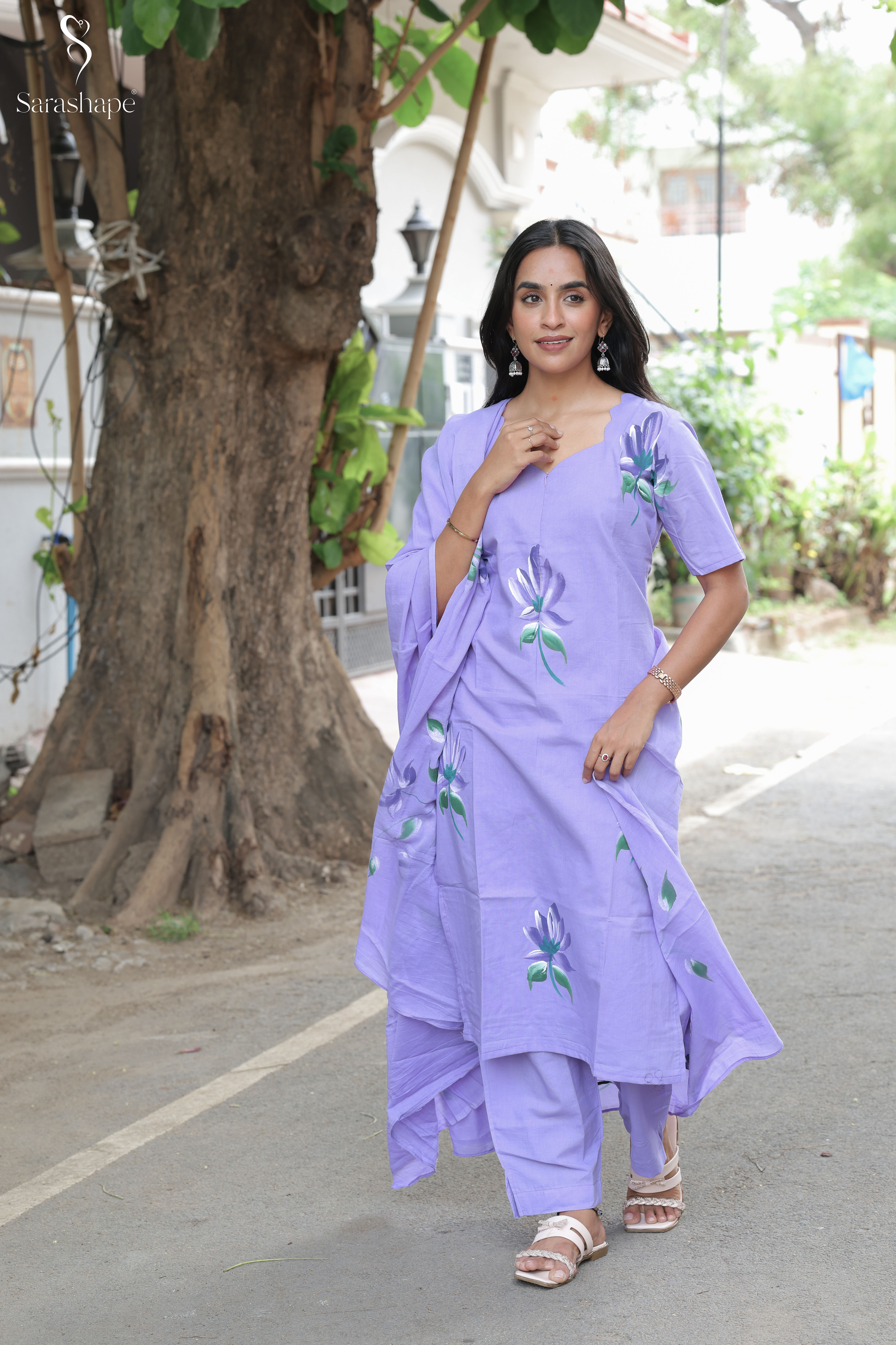 Shresha Pure cotton Salwar (Kurti, Pant and Duppatta) with center zip