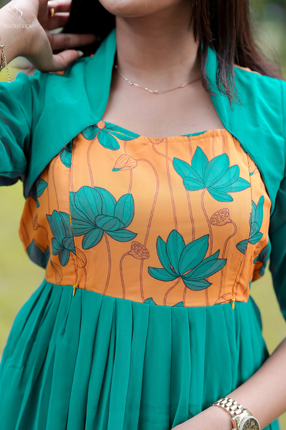 Thumbnail: Malligai F georgette dress With Feeding Zip