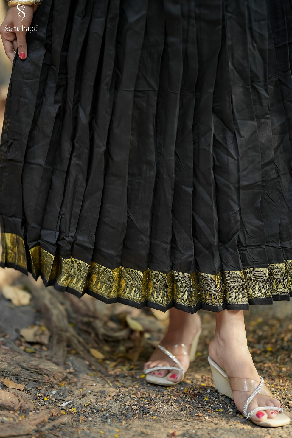 Thumbnail: Yana Black Raw Silk Feeding Anarkali