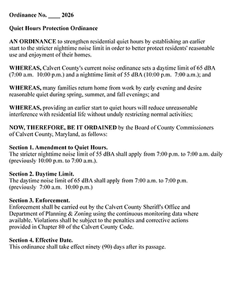 Quiet Hours Ordinance