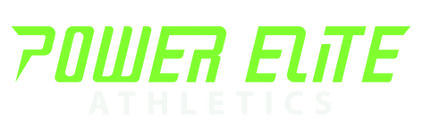 Power Elite Athletics logo, lime green and white.
