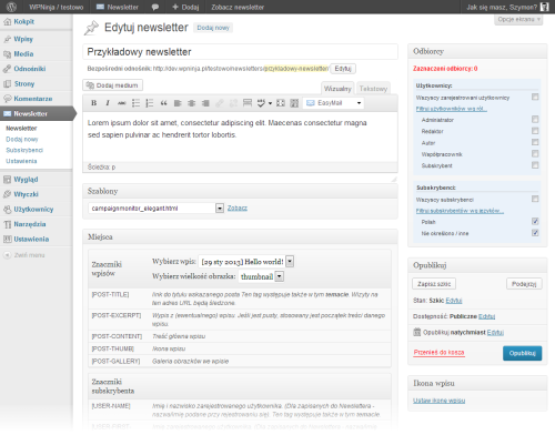 Tworzenie nowego newslettera za pomocą "ALO EasyMail Newsletter"