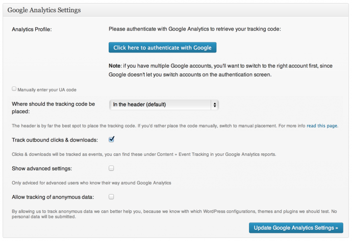Google Analytics for WordPress - konfiguracja