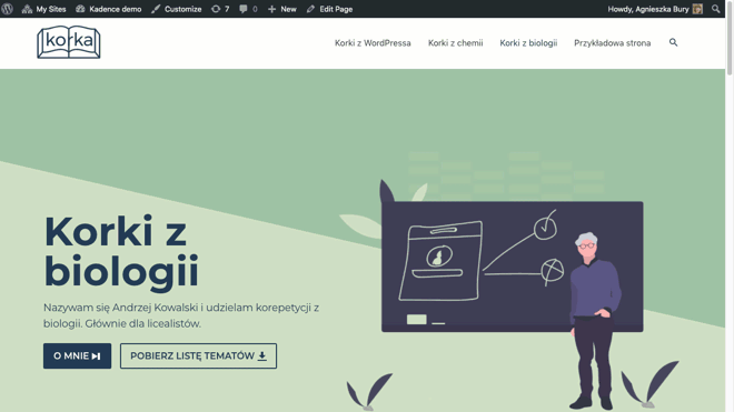 Włączenie nagłówka na stronie wykorzystującej motyw Astra