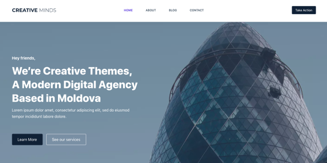 Przezroczysty nagłówek zamienia się w sticky header podczas przewijania strony w dół