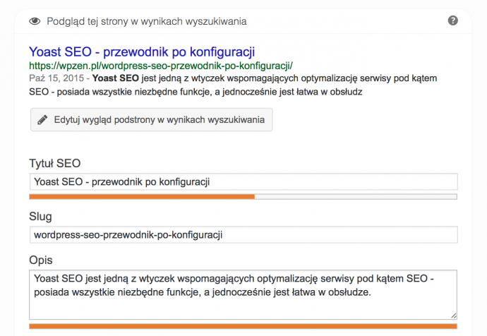 Yoast SEO - edytor