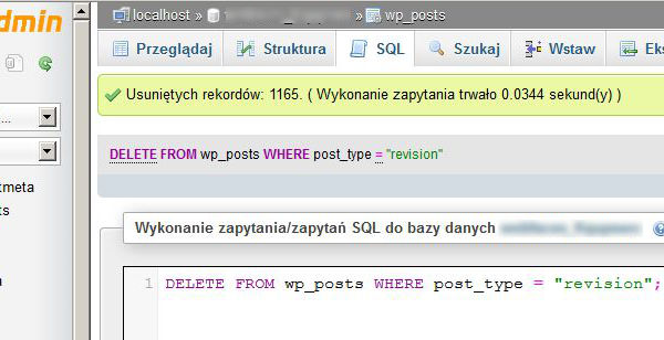 Usunięcie starych wersji wpisów z bazy