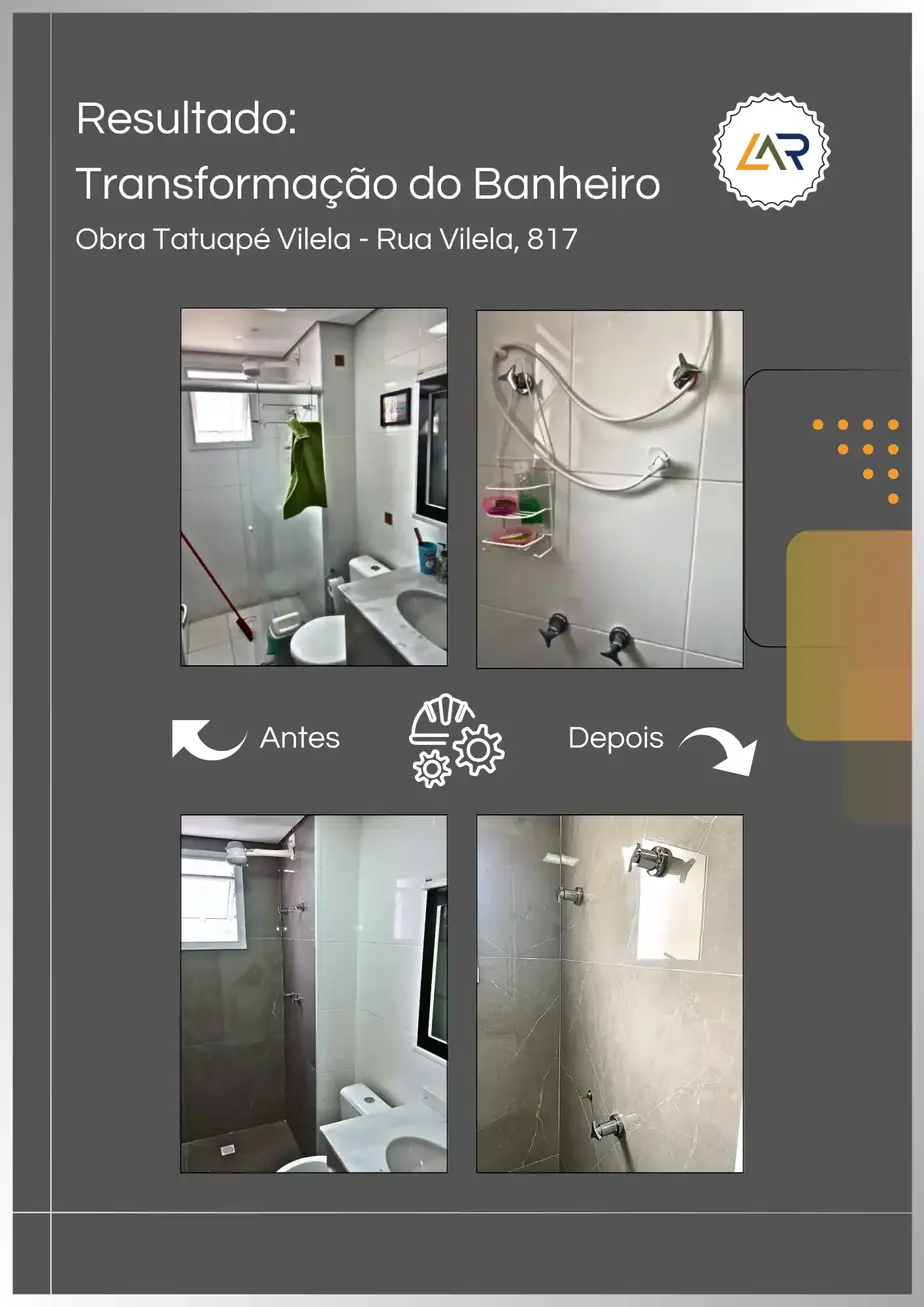 Resultado da transformação do banheiro pela Lar Pontual Engenharia.