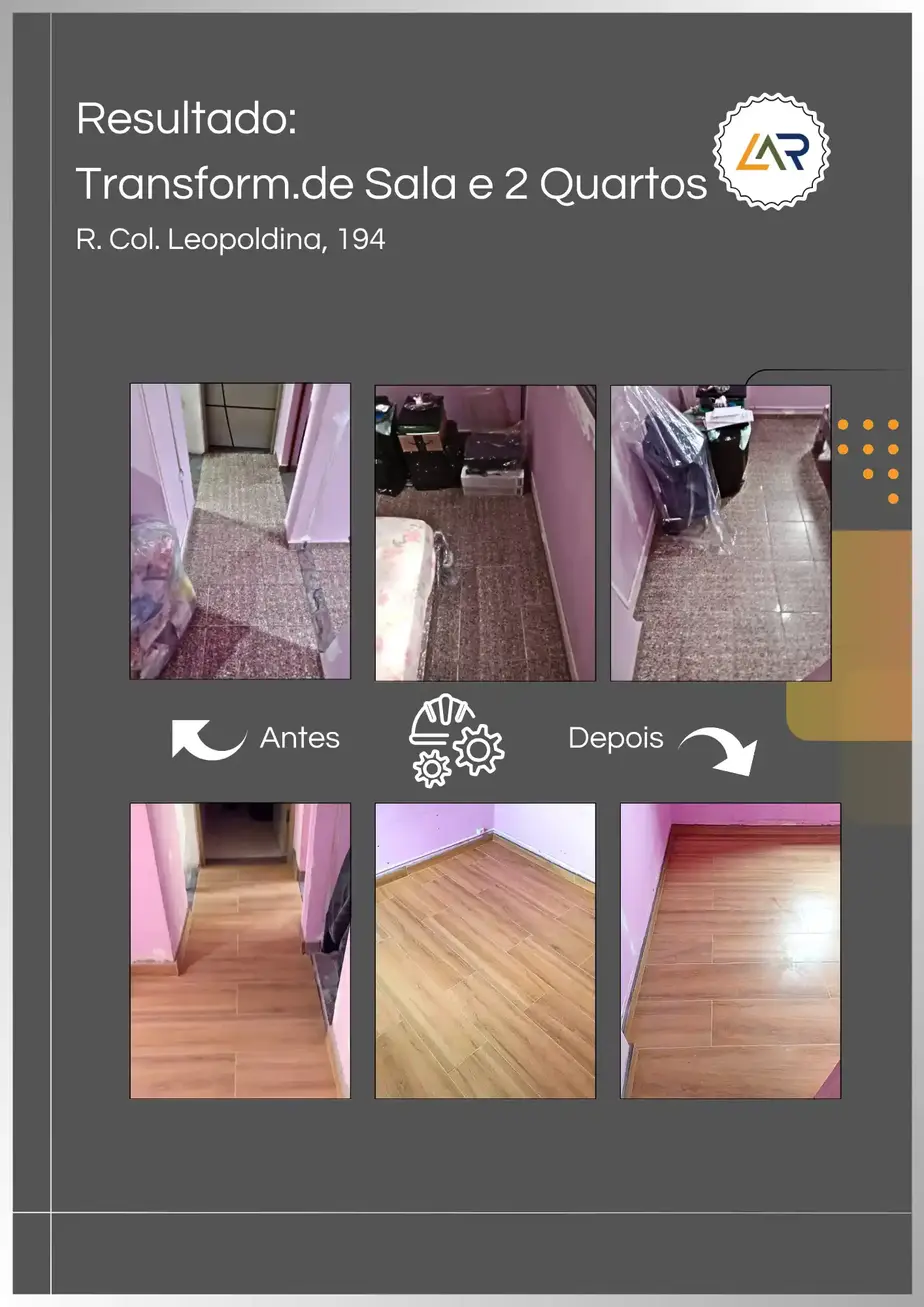 Resultado da transformação da sala e dos 2 quartos pela Lar Pontual Engenharia.