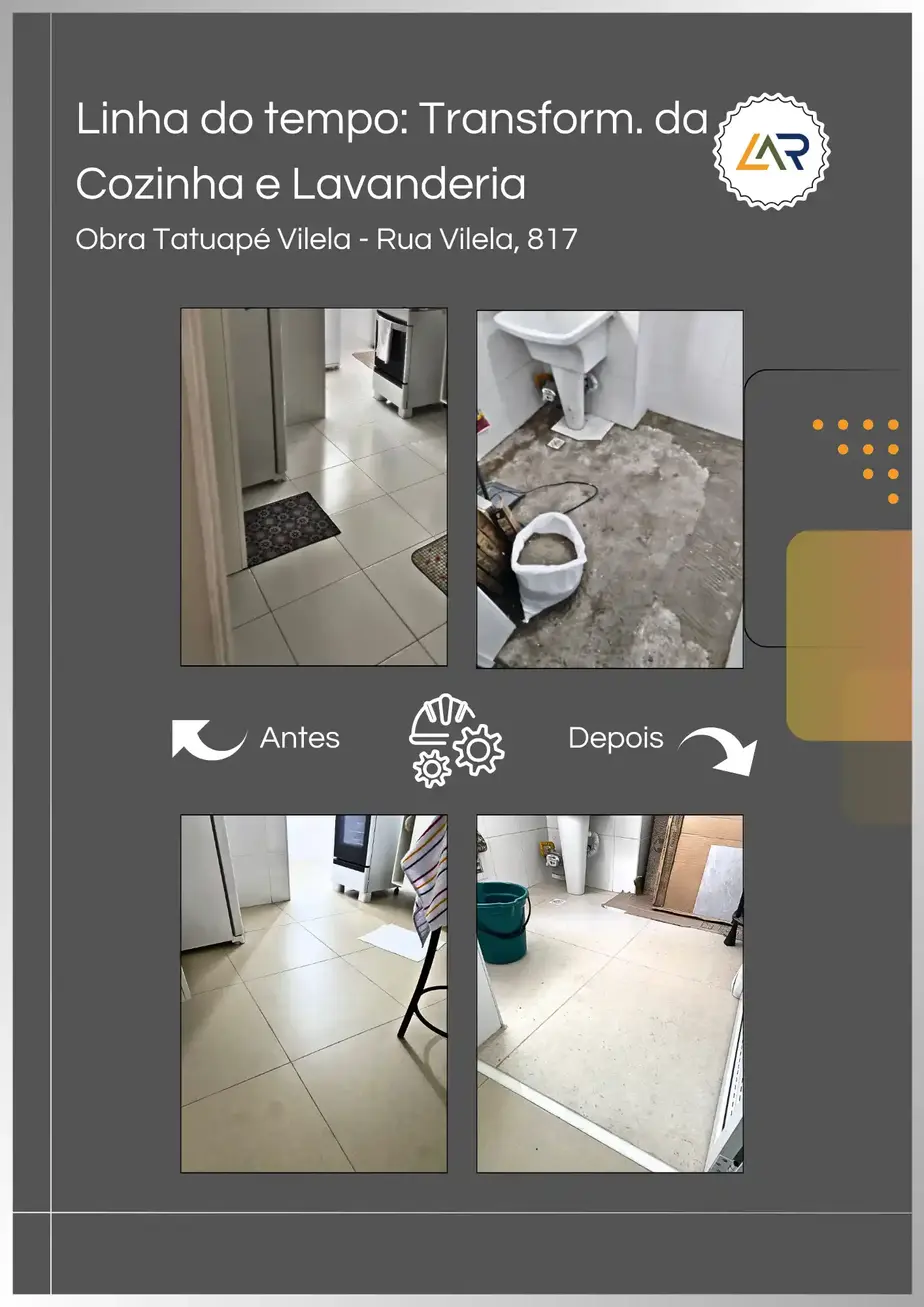 Transformação da cozinha e lavanderia pela Lar Pontual Engenharia.