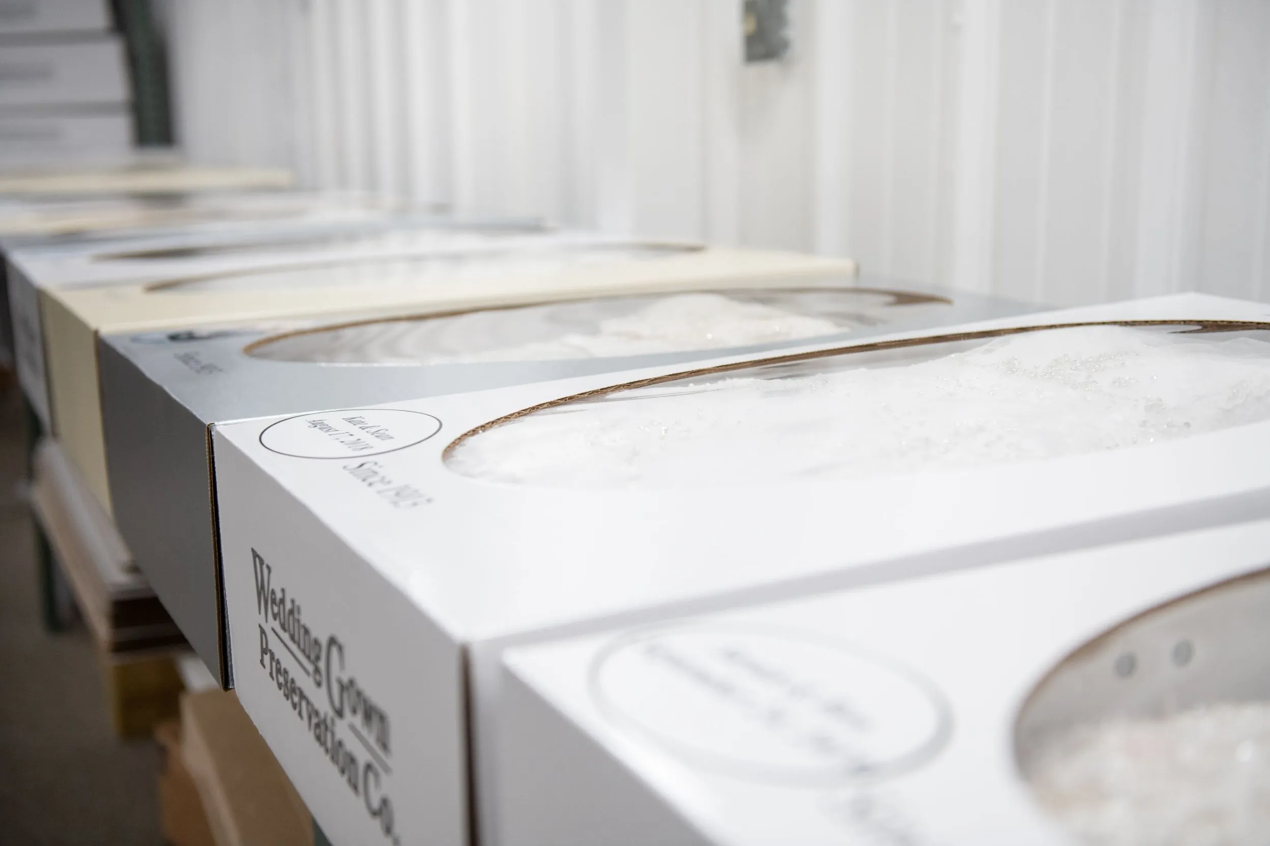 Wedding dress in the preservation boxes 