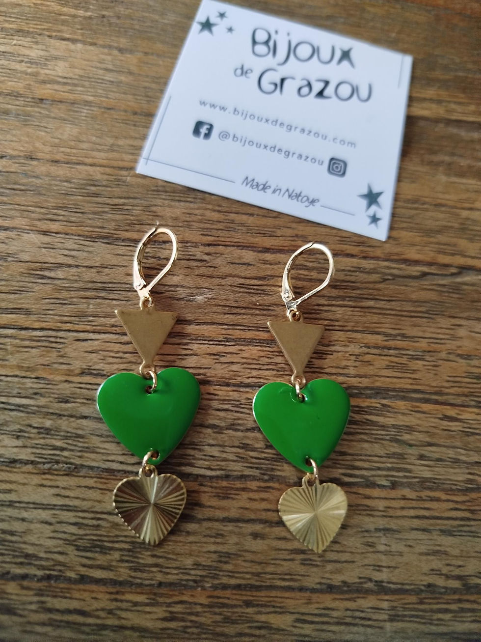 Miniature : Boucles coeurs verts 💚💚