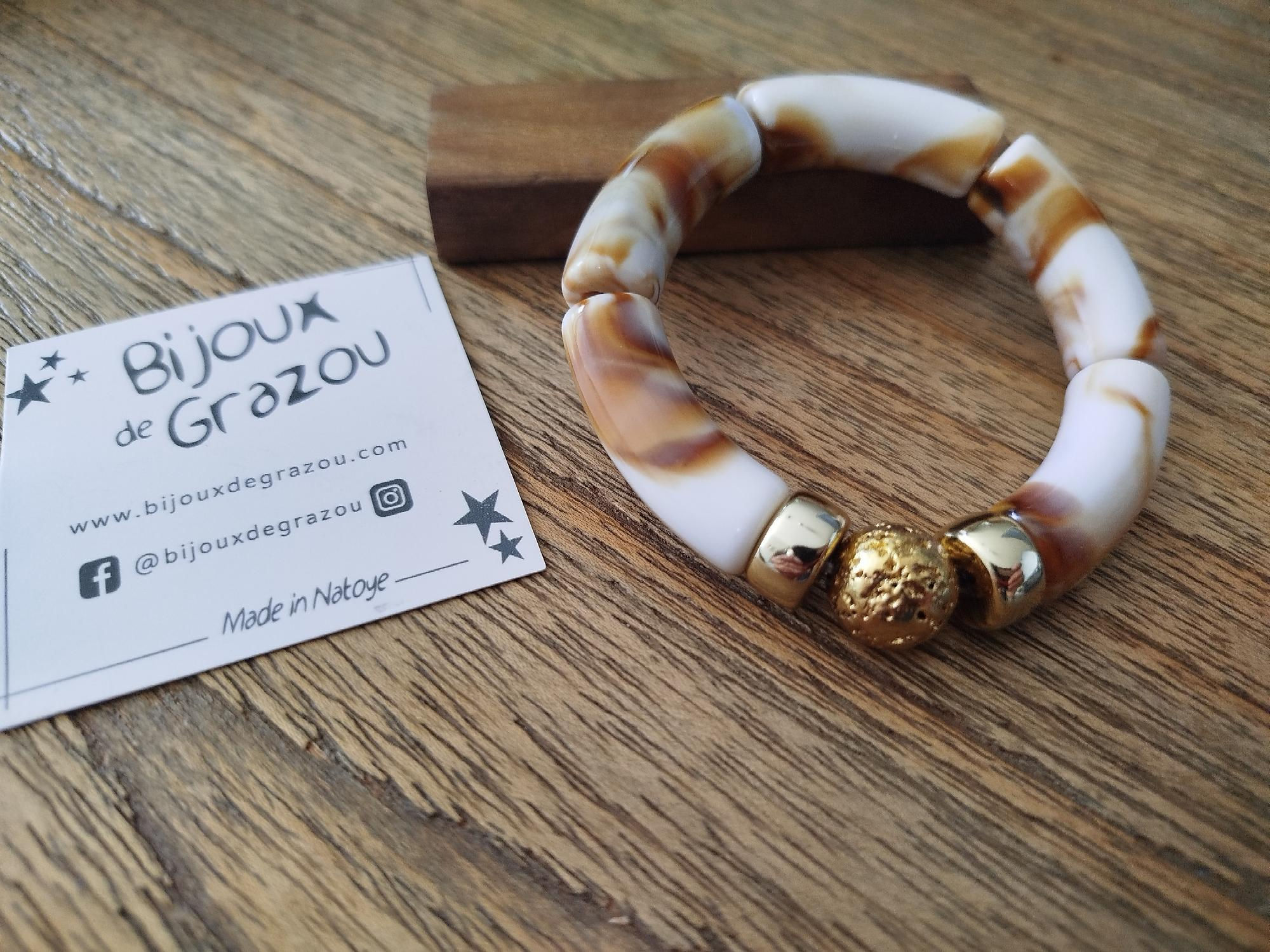 Bracelets brun - blanc - doré