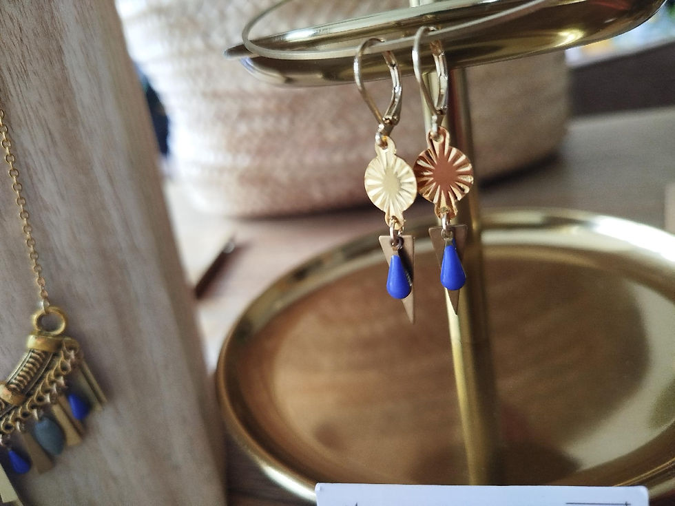 Miniature : Parure dorée/ bleu /gris