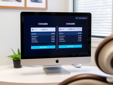 Comparing two Austin dental implant quotes side by side on a monitor.