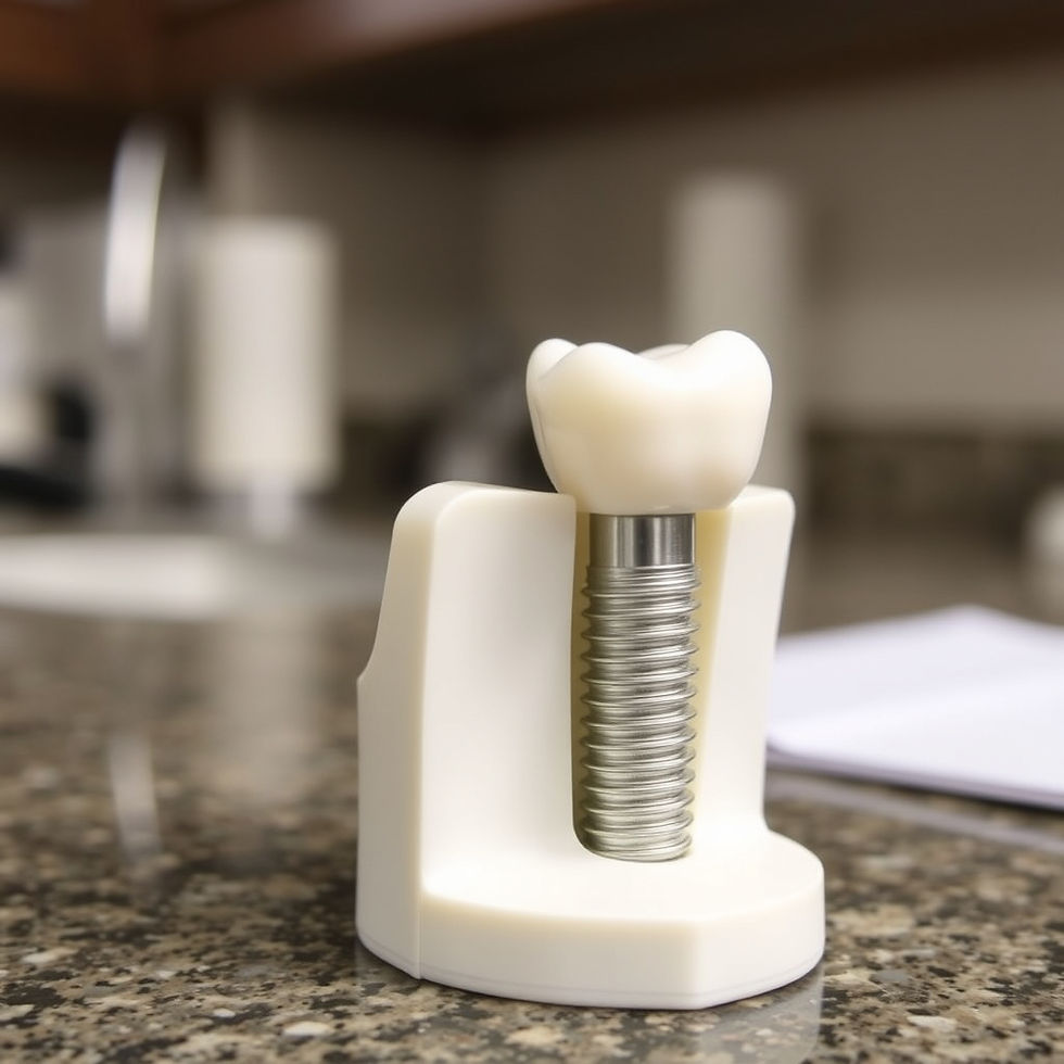 Dental implant model explaining parts and price breakdown in Austin office.