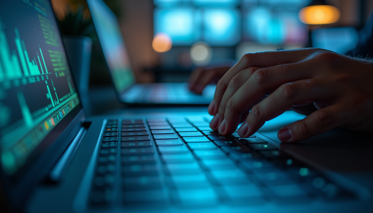 Close-up view of a laptop screen showing a hands-on IT training exercise