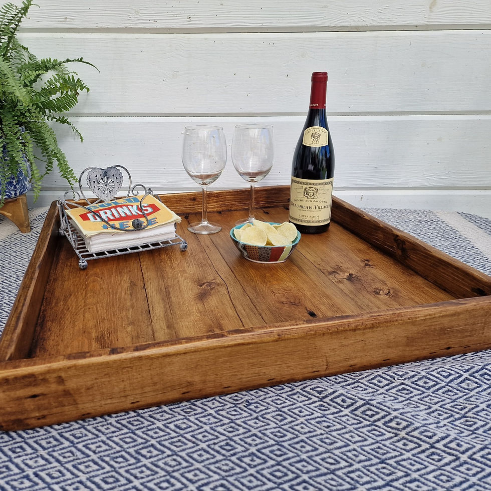 Thumbnail: full view of a large rustic wooden tray, suitable for entertaining, food platters or grazing platters