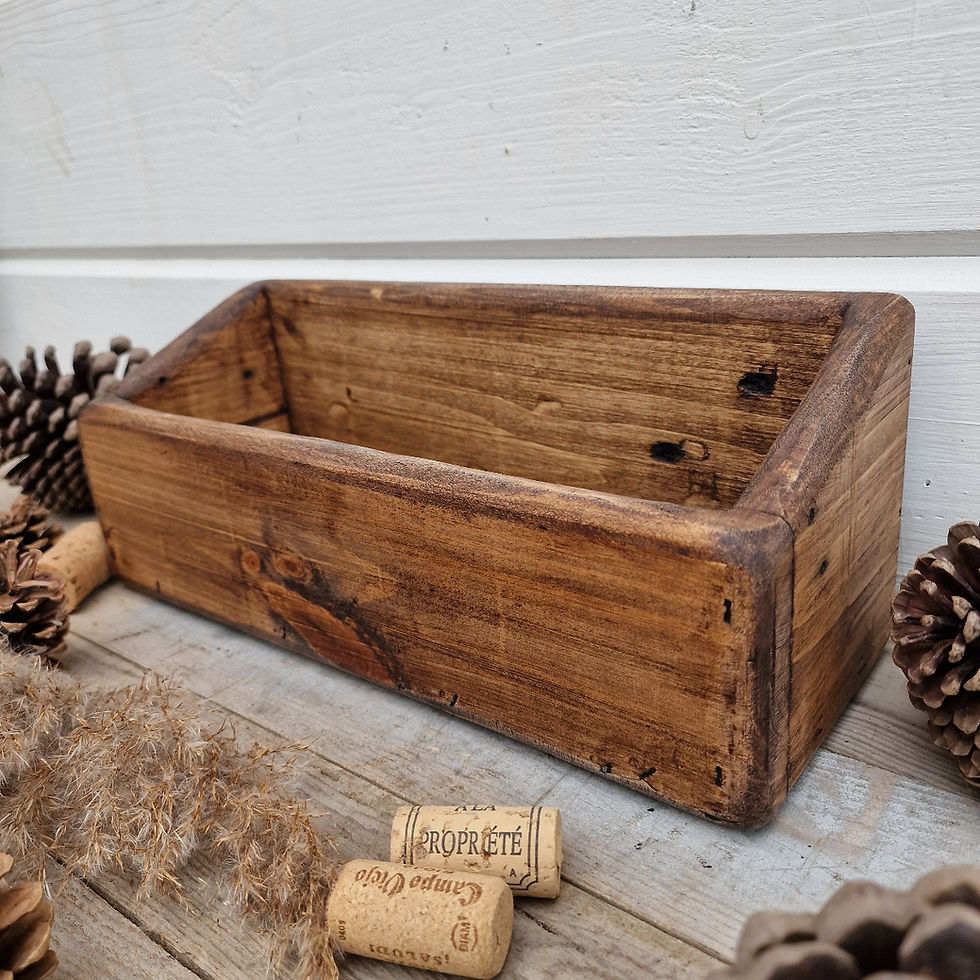 Thumbnail: Empty, practical and stylish reclaimed wooden storage box, ideal for everyday kitchen organisation